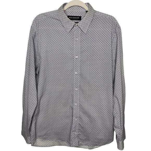 Nick Graham Long Sleeve Button Up Dress Shirt Stretch Modern Fit Size Large - Picture 1 of 5